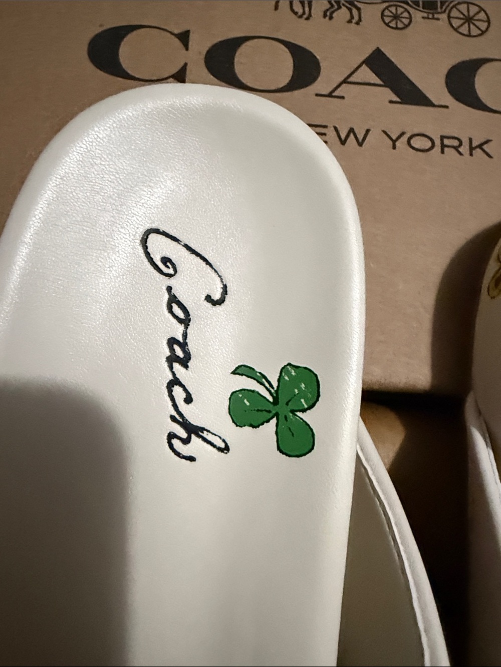 COACH White Illustrated Clog Slides — Lucky New York Motif - Picture 6 of 10
